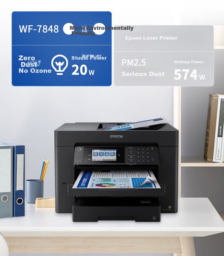 Epson WF-4838 A4 Color Inkjet All-In Printer Automatic Duplex Printing/Copying/Scanning/Faxing for Small to Medium Office Use Limited/Wireless 1