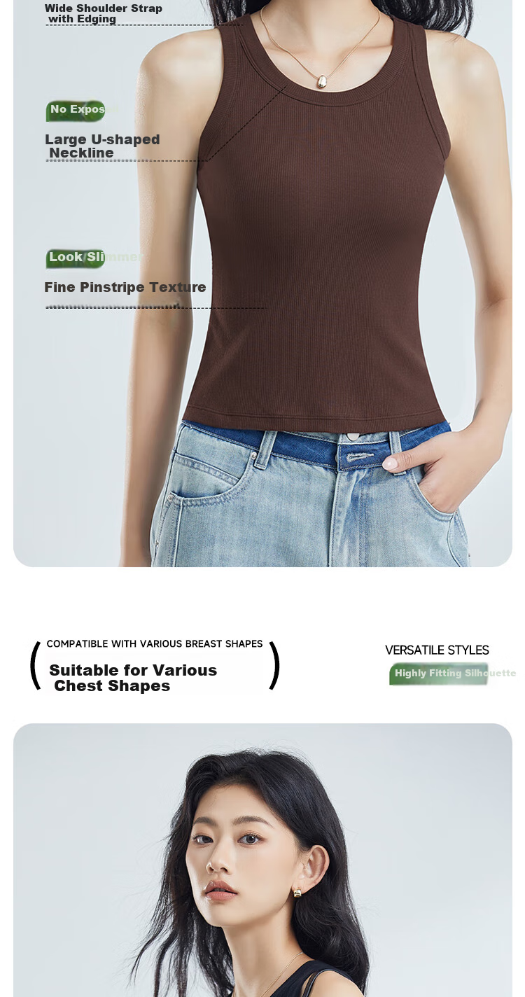 GUJIN Sleeveless Camisole Tank Top Knit Sweater Elegant Inner Wear Can Be Worn Alone Or As Undershirt Cotton No Chest Pads 4
