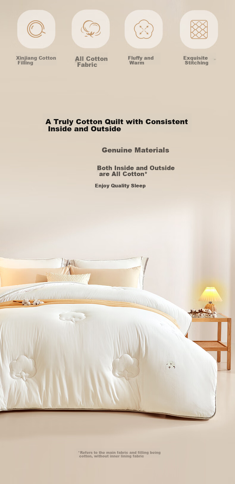 LUOLAI Home Textiles, 100% Xinjiang Cotton Quilt, Pure Cotton Warm Thick Winter Comforter, Weighing Approximately 5.2 Ji 2