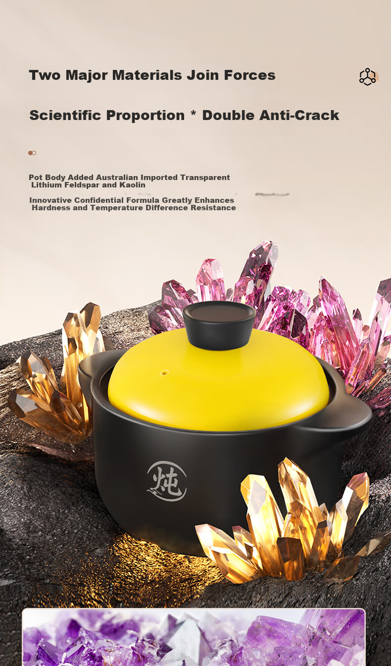 Royalstar Ceramic Casserole Pot for Soup, Heat-Resistant Dry-Burning Crack-Resistant Stew Pot for Home Use, Compatible with Gas And Open Flame Stoves, 6.8L Capacity 5