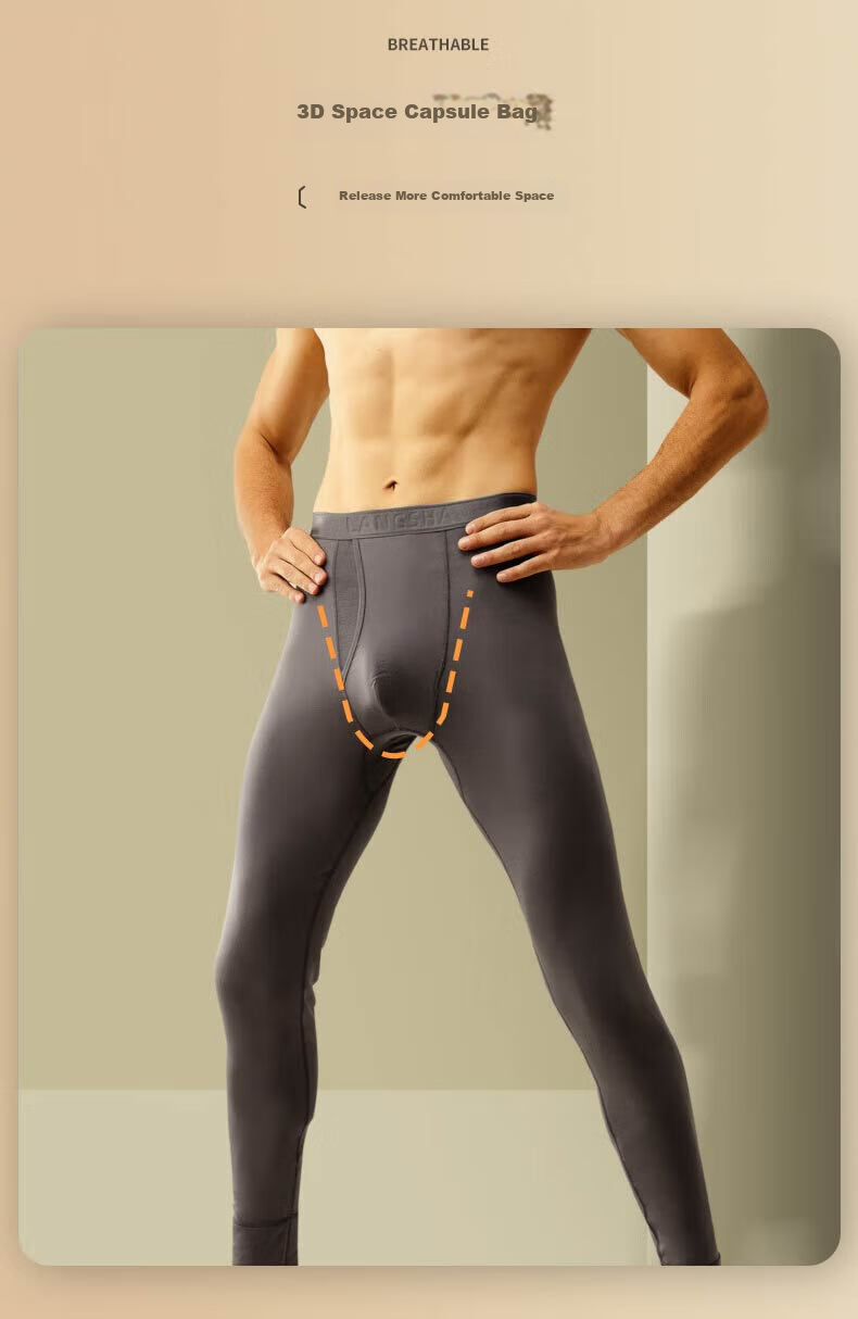 LangSha Men's Thin Modal 7A Antibacterial Thermal Underwear, Loose-Fitting Large Size High-Elastic Base Layer Long Johns 19