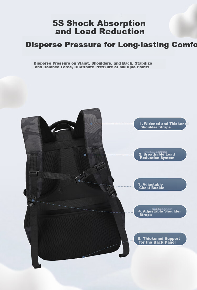 YANGGUANGBADIAN Backpack for Middle School Boys, Lightweight High School And College Students Large Capacity Water-Resistant Travel Backpack Black 4