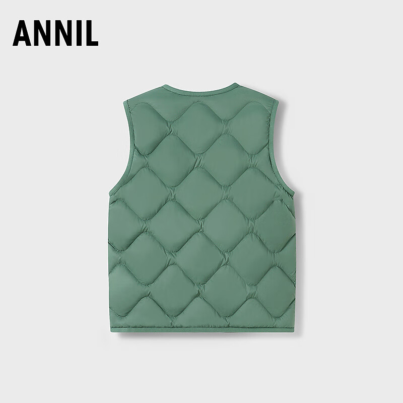 Annil Kids Unisex Down Vest 2025 Winter New Stone Green 160cm