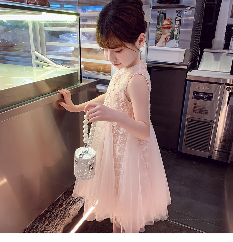 MIMIHELLO Girls Summer Dress 2025 New Fashionable Children's Mesh Princess Vest Dress for Little Girls 7
