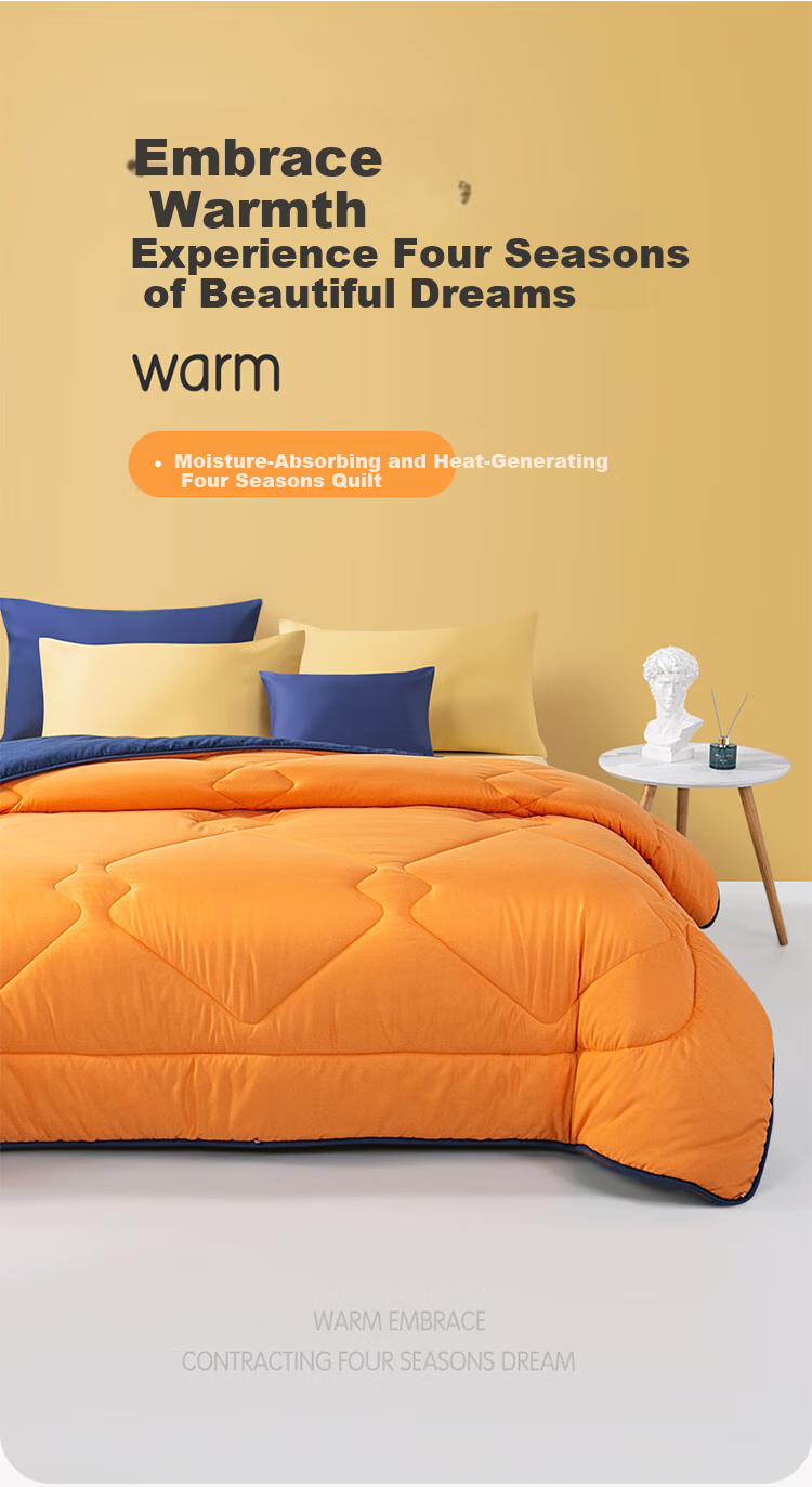 Bravo Fuanna Moisture-Wicking And Heat-Retaining Fiber Comforter, Double Size All-Season Duvet Insert, Approximately 4.7 Jin, 230*229cm, Orange 2