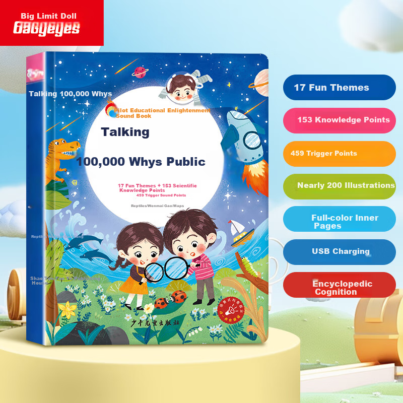 Dayanxiaowa Ten Thousand Whys with Sound, Audio Book for Children's Learning Enlightenment And Early Education, Toy Gift for Ages 3-6