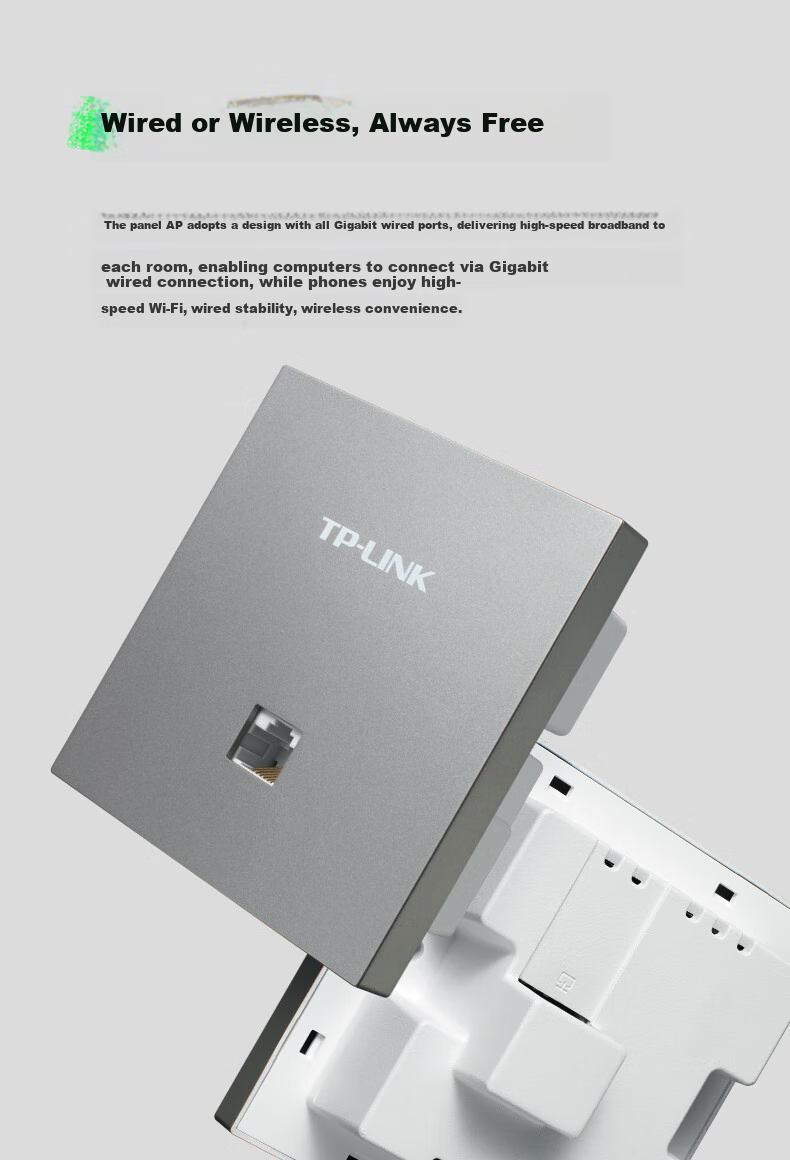 TP-LINK AX3000 Wireless Panel AP Router Set, Whole-House WiFi 6 Mesh Networking, Dual-Band Gigabit, Large-Sized Home, Distributed 1-To Silver Easy-Expand Ultra-Thin Kit 10