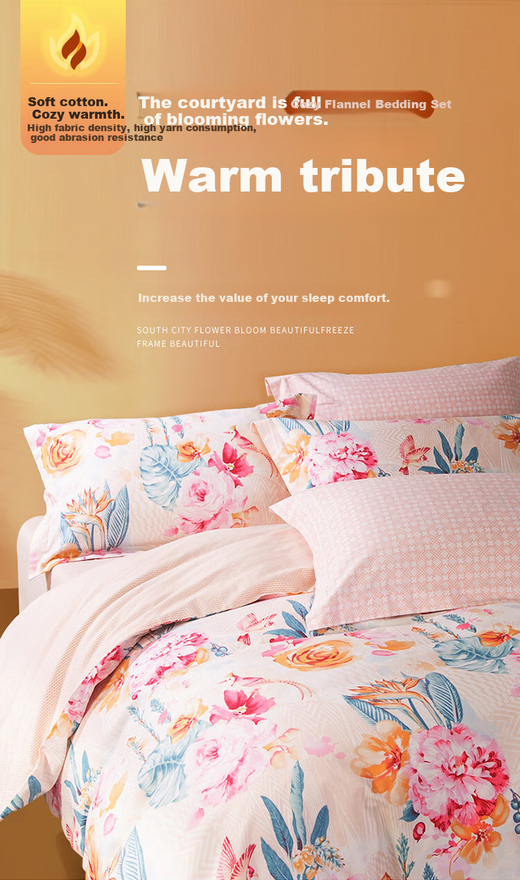 FUANNA Bedding Set, Pure Cotton Brushed Fabric 100% Double-Sided Bed Sheet And Duvet Cover, Single Or Double Size 203*229cm 1