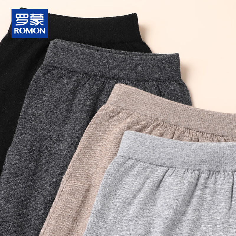 ROMON Men's 100% Pure Wool Thermal Pants Thin Cotton Autumn Winter Inner Layer Base Pants for Men