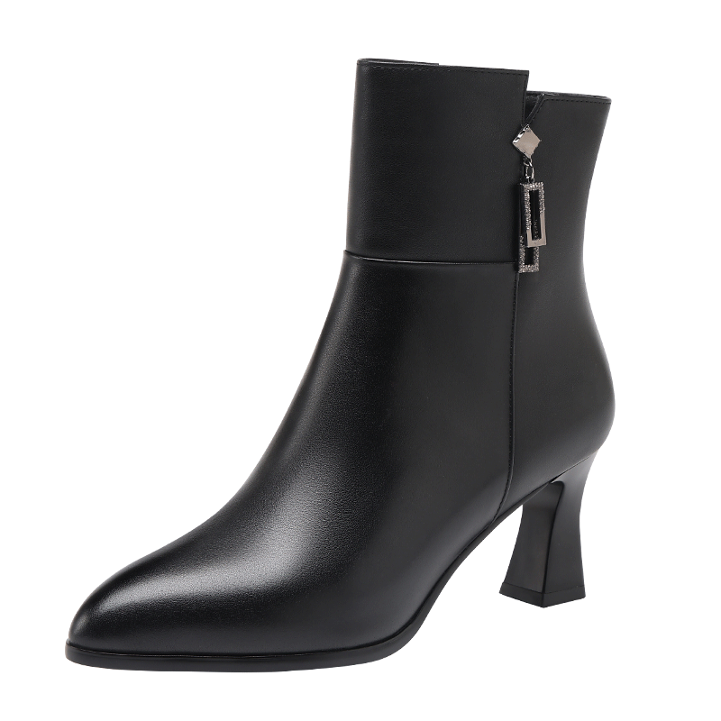 RED DRAGONFLY Women's Winter High Heel Lightweight Ankle Boots, Chunky Heel Commuter Pointed Toe Fashion Boots WFC450401B Black Size 38