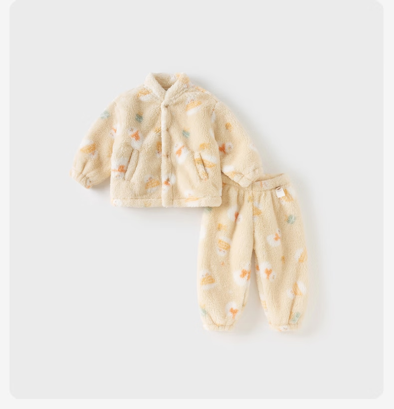 DAVE & BELLA Boys' Homewear Set Girls' Winter Pajamas Children's Warm Two-Piece Set 4