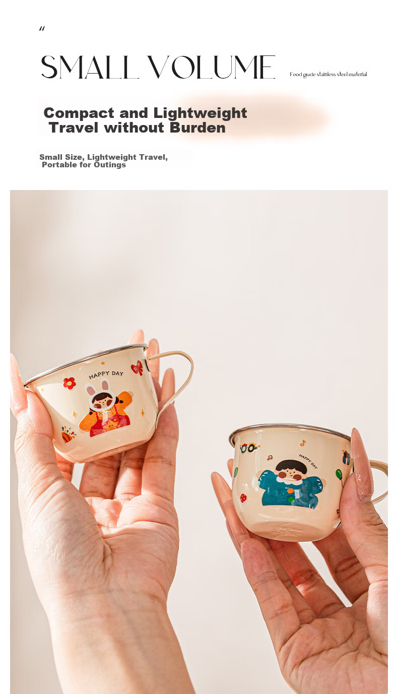 TREEJACK 316L Stainless Steel Milk Cup Cartoon Design for Children, Babies, Students, Kindergarten, Home Use, Open-Top Tea And Beverage Mug 5