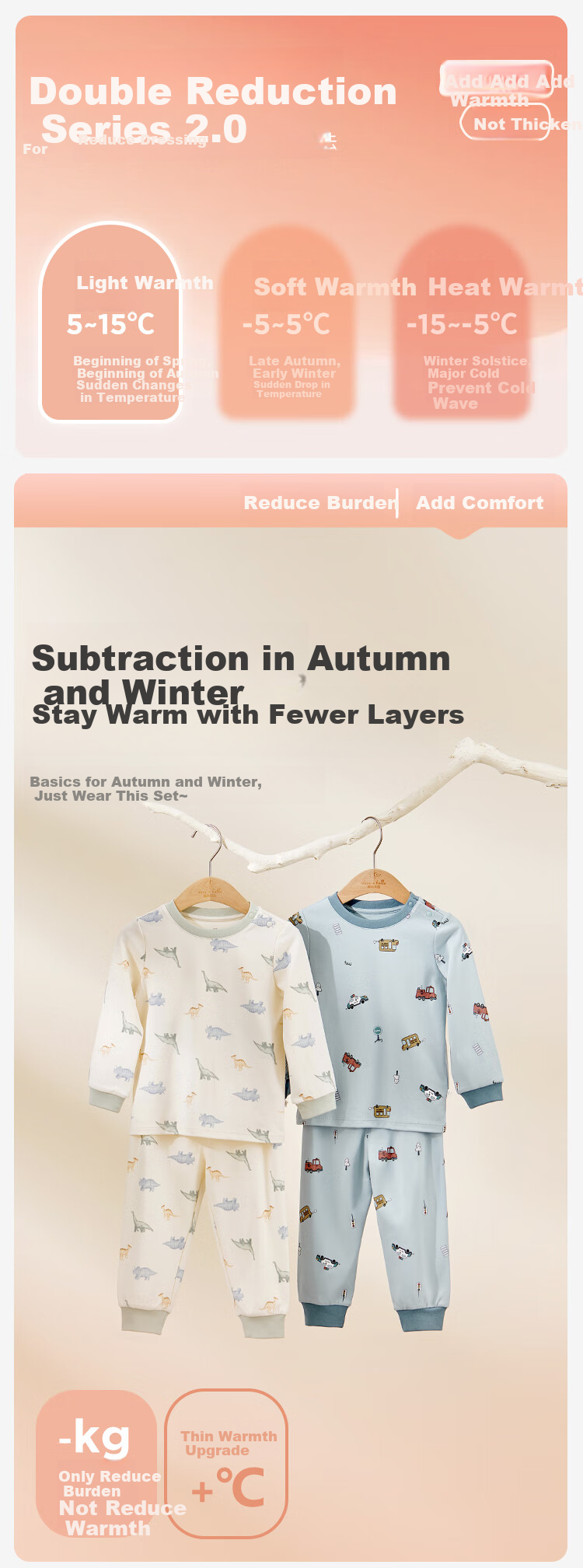 DAVE & BELLA Children's Underwear Set Autumn Wear Boys' Antibacterial Anti-Mite Home Wear Two-Piece Set Undershirt 1