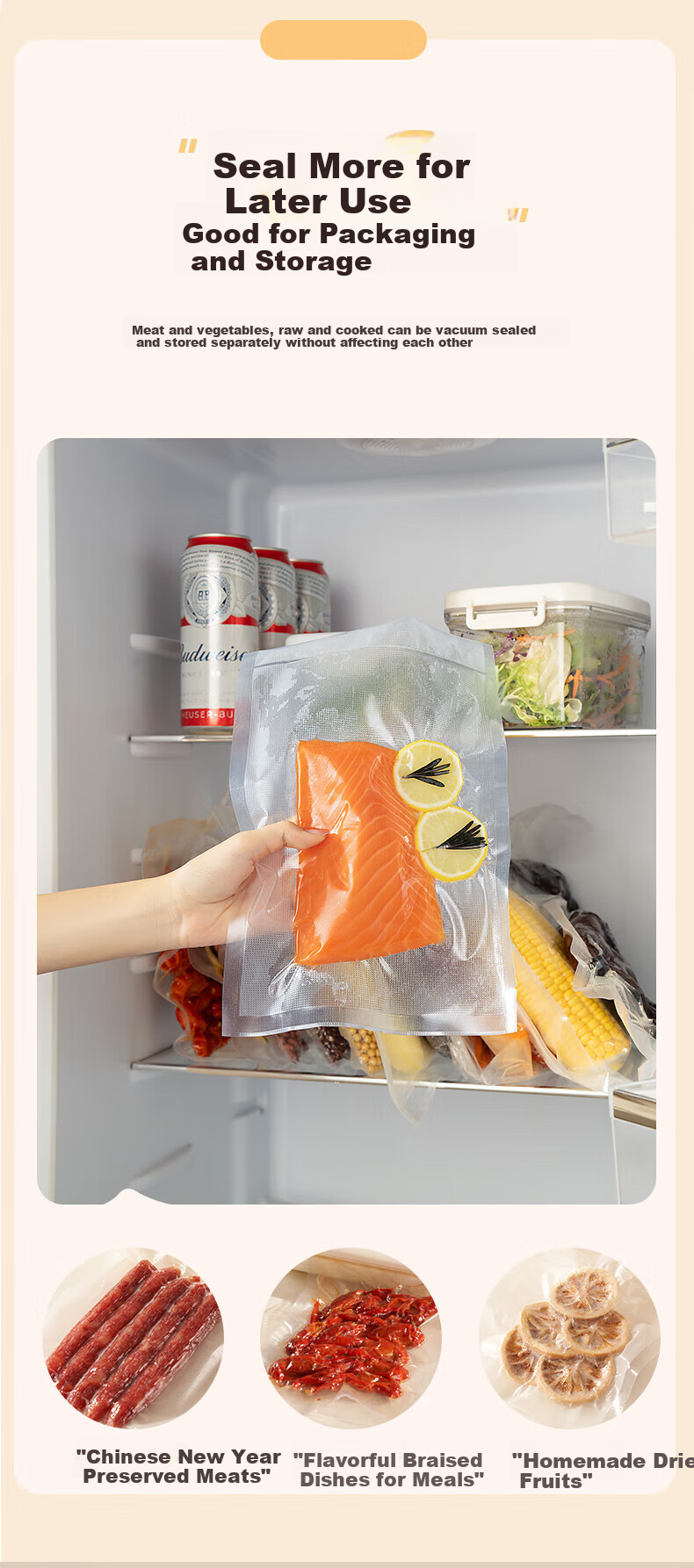 Bear Vacuum Sealer Multi-Use for Dry and Wet, High Power, Strong Suction, Automatic Small Household and Commercial Vacuum Packaging Sealer, Vacuum Compression Plastic Sealing Machine, Odor Prevention, 11