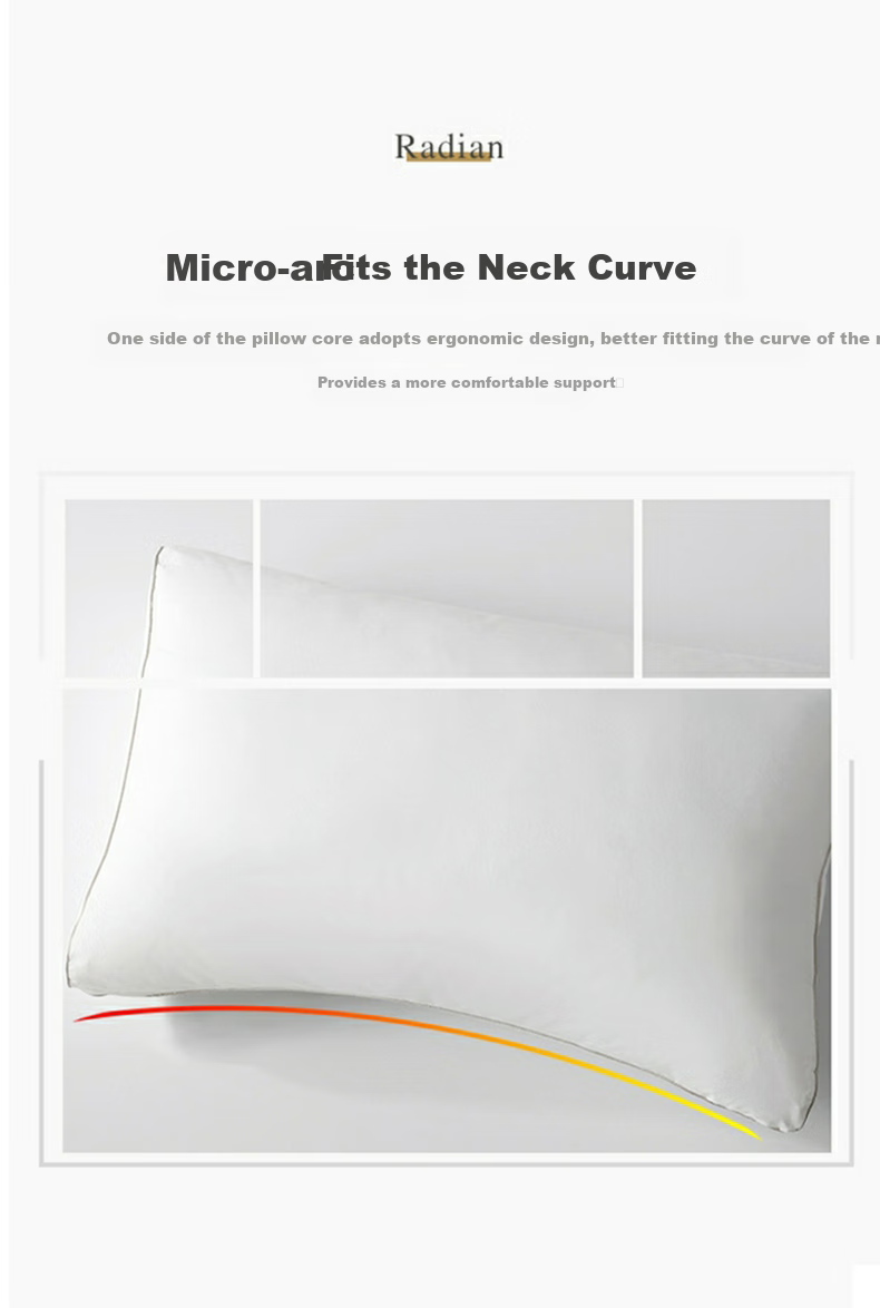 Shuixingjiafang Pillow Cervical Pillow for Adults Sleeping at Home, Hotel Pure Cotton Antibacterial High-Elasticity Pillow Core Single Medium Pillow 48×74cm 9