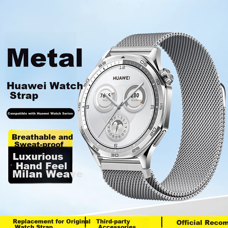 Binghong Compatible with Huawei GT3 Watch Strap, Metal Magnetic Clasp for Men And Women, Huawei GT3 Pro Watch Band, 43/42mm, Suitable for Watch5 GT5Pro - Silver 20mm