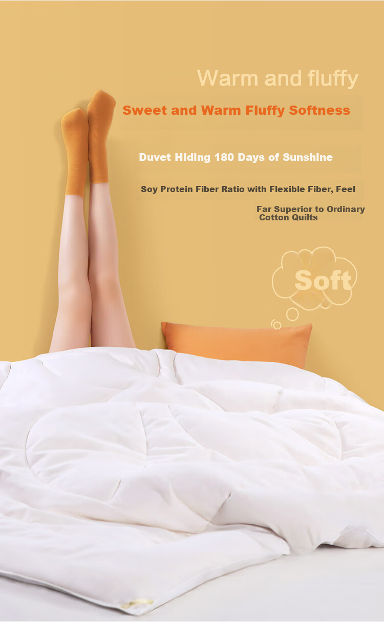 FUANNA Comforter, Spring And Autumn Duvet, Double Size All-Season Quilt, 30% Soybean Antibacterial Air Conditioning Bedding, Approximately 4.8 Jin (2.4 Kg), 203×229cm, White 6