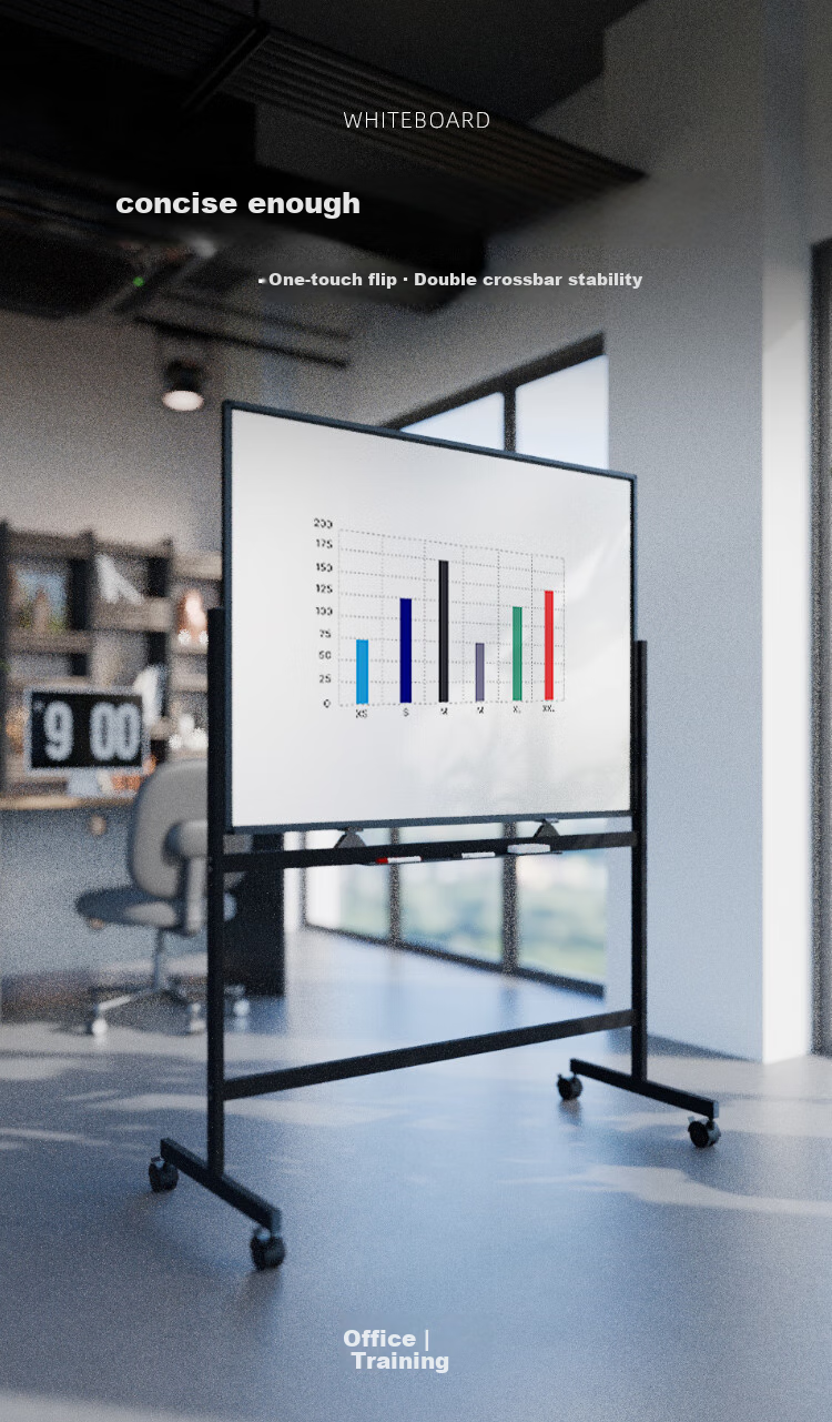 BBNEW Premium Whiteboard Stand-Style One-Touch Flip Writing Board, 120*90cm H-Shaped Frame, Movable Double-Sided Magnetic Writing Board for Office Meetings, Home Use, Teaching, Children's Blackboard NEWO 1