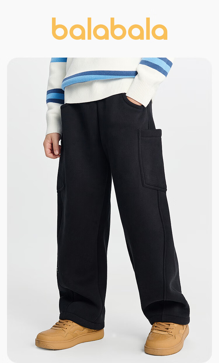 Balabala BalaOne Kids Long Pants Boys Girls 2025 Winter Fleece Casual Curved Pants Warm 208425108213 1