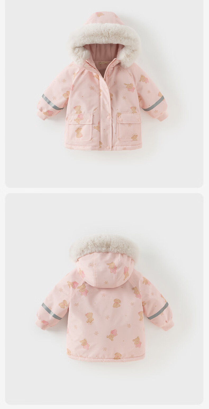 DAVE & BELLA Girls' Waterproof Thickened Cotton Padded Winter Jacket Kids Warm Coat Baby Cotton Coat 3