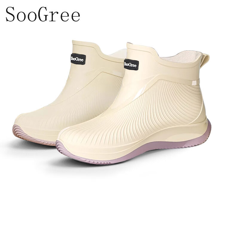 SooGree Women's Low-Cut Waterproof Rain Shoes Fashionable Rain Boots Outdoor Fishing Delivery Durable Rubber Shoes