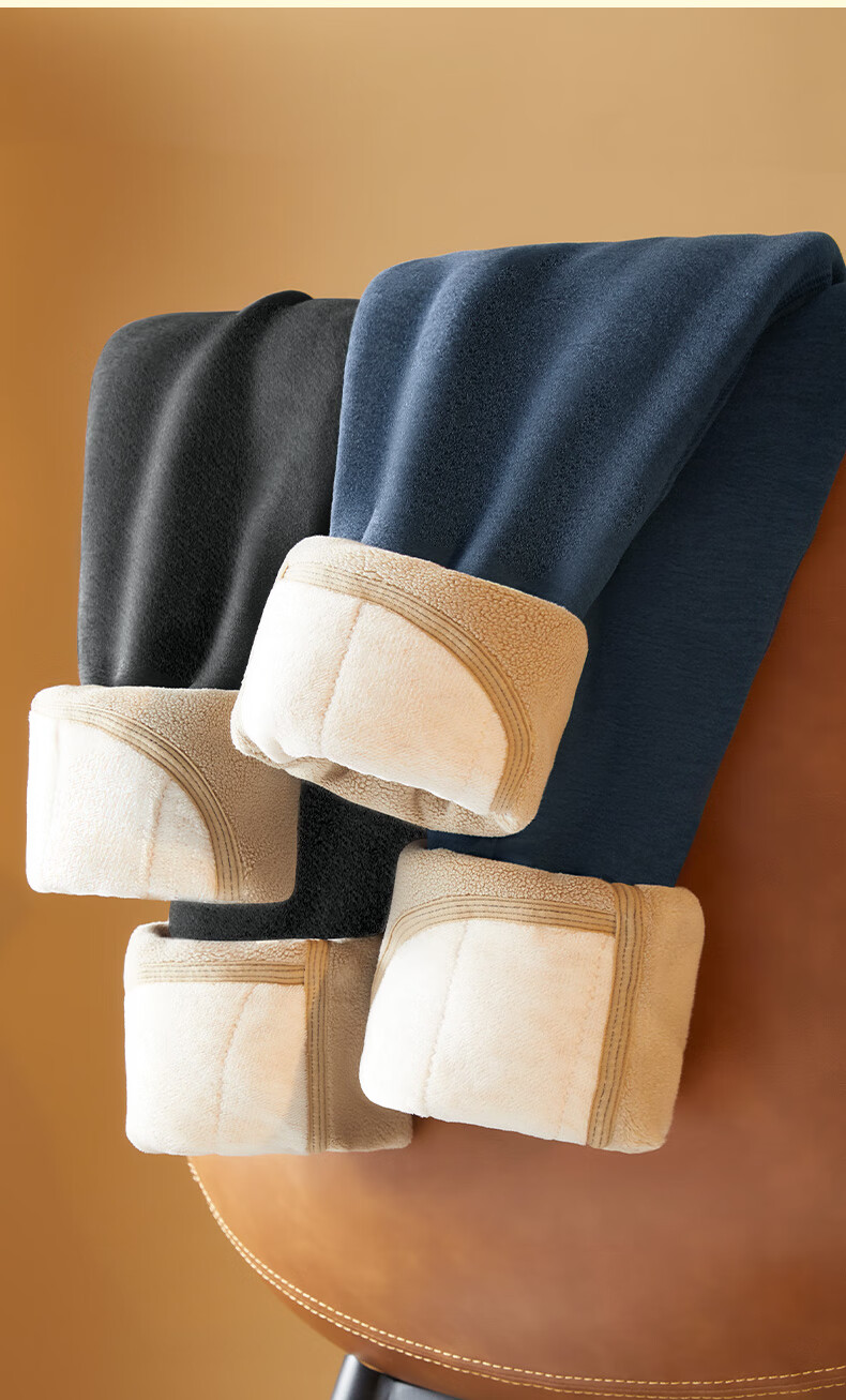 Hengyuanxiang 100% Wool Knee Pads for Men, Warm Pants with Fleece Lining, Thickened Autumn Pants, 10A Antibacterial Cotton Pants for Base Layer in Fall And Winter 15