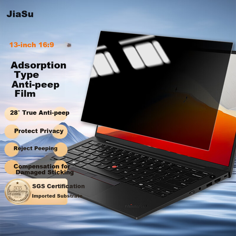 Jiasu Laptop Privacy Screen Protector, 13.3-Inch (16:9), Anti-Spy Film, Adhesive Protective Cover, Compatible with ThinkPad X13, ASUS, HP