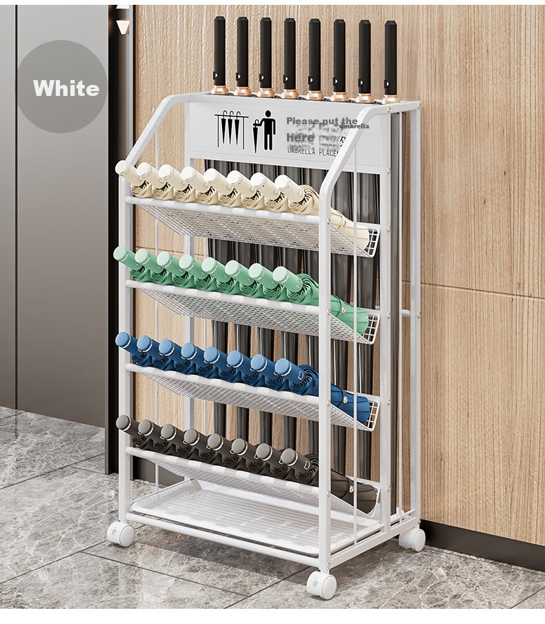 WOJIA Umbrella Storage Rack, Umbrella Stand for Company, Classroom, Hotel Lobby, Commercial Use, Entrance, Storage Shelf, Black Large 10