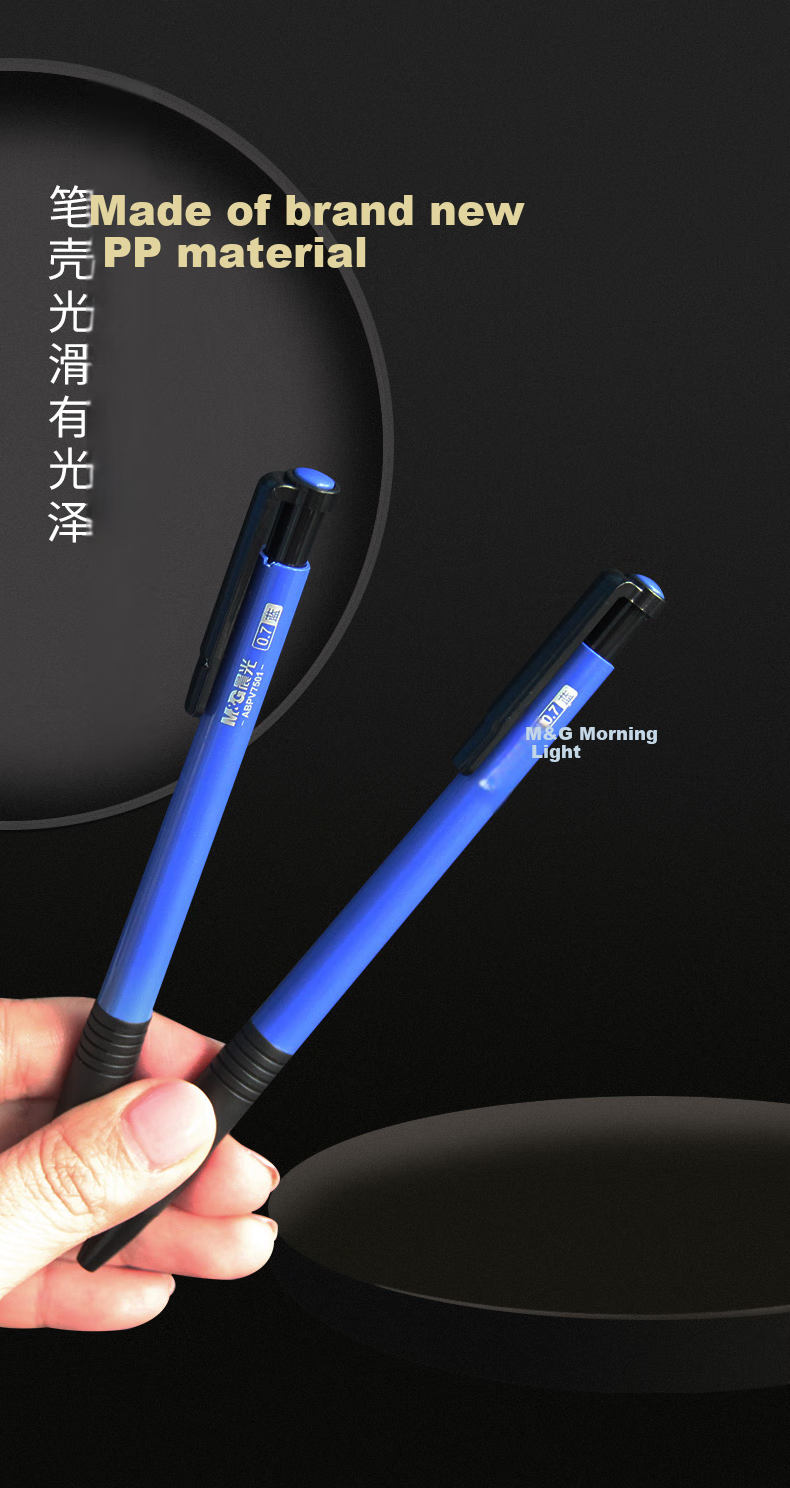 M&G Water-Based Smooth Ballpoint Pen, Medium Oil Pen, 0.7mm Bullet Tip, Soft Rubber Grip, Retractable Pen, Student Office Supplies, Black, 40 Pieces/box, ABPW3002B, Back to School 1