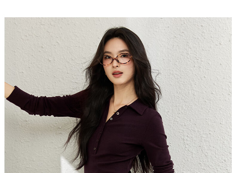 Fansiman Commuter Polo Collar Dress for Women Autumn New Slim Fit Shoulder Long Dress Mulberry Purple M 10