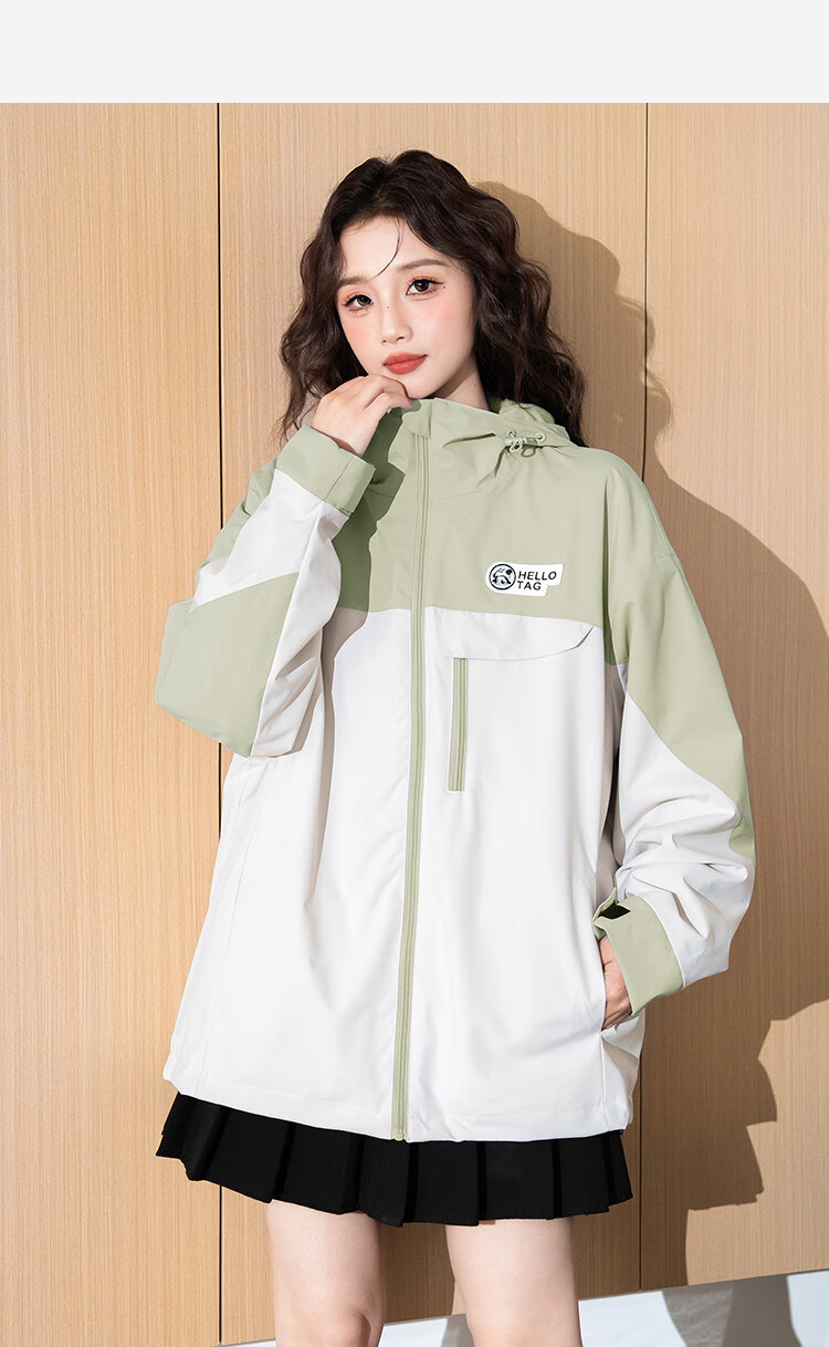 TonLion 2026 Spring Autumn New Hooded Patchwork Workwear Jacket Women Loose Casual Sports Style Top 15