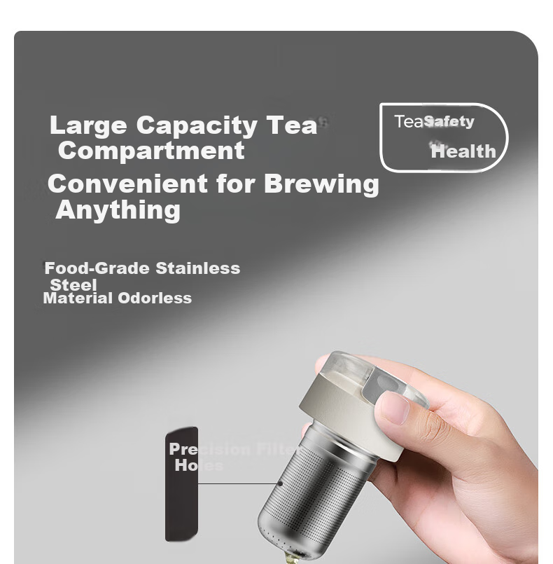 NRMEi Magnetic Insulated Mug, Large Capacity, Men's Tea Infuser, 316 Stainless Steel, Portable, Tea Steeping, Magnetic Pop-Up Thermos Water Cup for Me 5