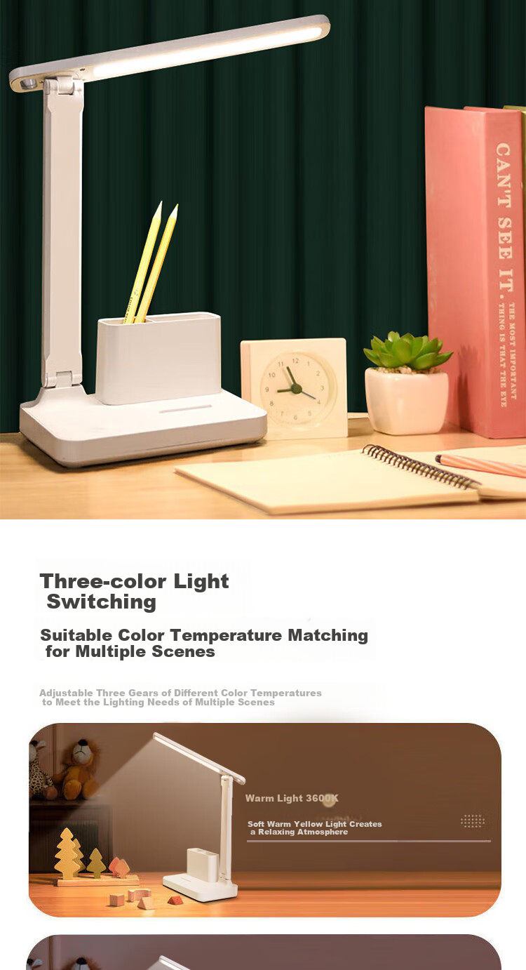 Jingqian Desk Lamp, Eye Protection Lamp, Rechargeable Desk Lamp, Children's Study Lamp, Small Lamp for Students' Dormitory And Study Room, Reading Lamp 4