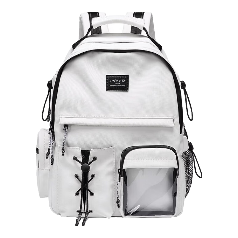 CHAOFANJI Japanese-Style Trendy Backpack for Men And Women, Large Capacity Waterproof School Bag, White, Large Size