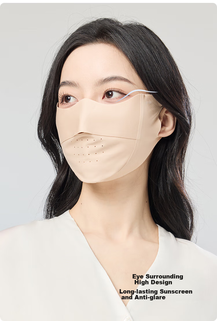 JIUMU Ice Silk Sun Protection Face Mask for Men And Women, Summer UV-Resistant Sunshade Cycling 3D Eye Corner Full Face Sun Protection Mask 8