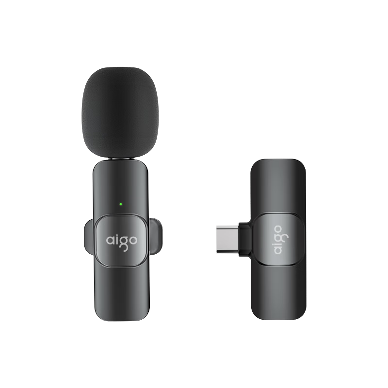 Aigo S28 Wireless Lavalier Microphone Mini Clip-on Mic for Live Streaming Outdoor Interview Short Video Conference Recording Professional Noise Reduction Recorder