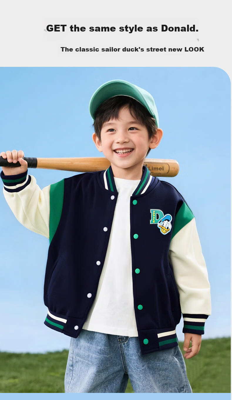Disney Spring And Autumn Boys' Clothing, Preppy Style Fashion Casual Cartoon Jacket, Comfortable Warm Wear-Resistant Coat, Navy Blue, Size 110 6