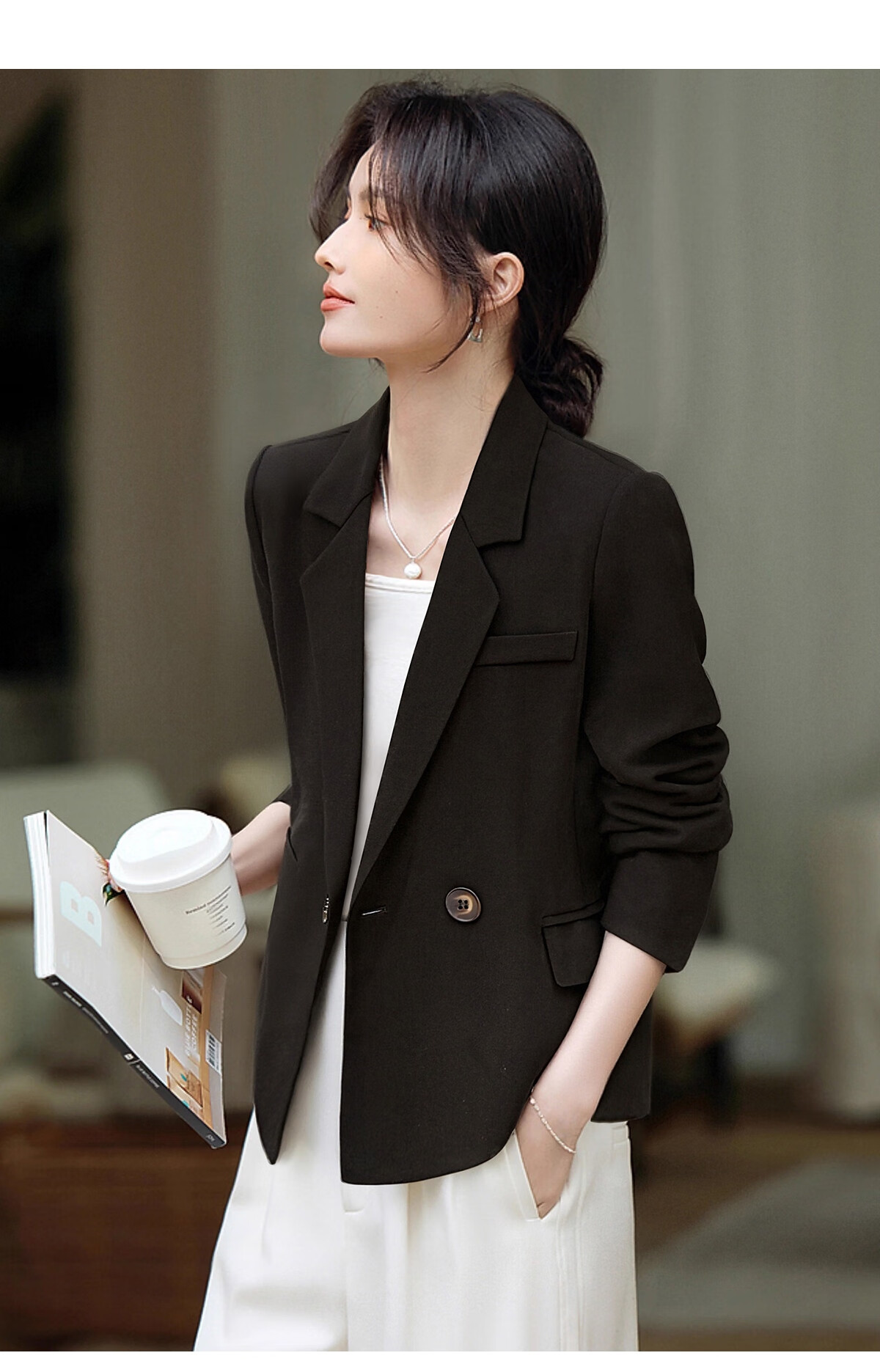Taxiang Short Blazer Jacket for Women, Spring And Autumn High-End Style, Elegant Women's Suit Jacket Cardigan Top T51D035 18