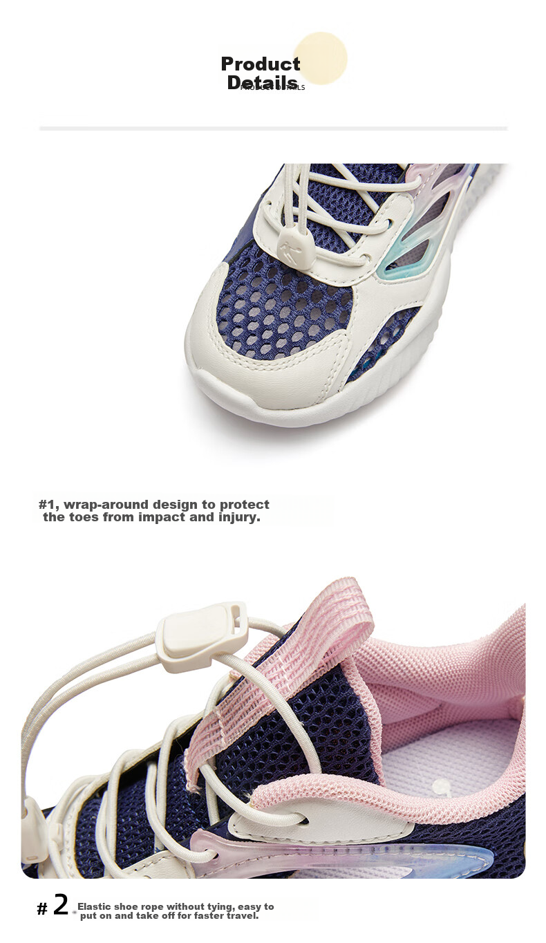 QIAODAN Children's Shoes, Summer Style for Young Girls, Large Mesh Frame Shoes, Breathable Casual Shoes, Size 29 3
