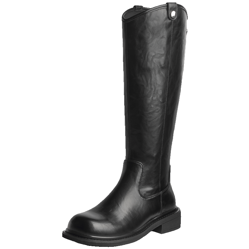 Josiny Thick Sole V-Cut Over-the-Knee Long Boots 2025 Winter New Chunky Heel British Style Riding Boots Black 36
