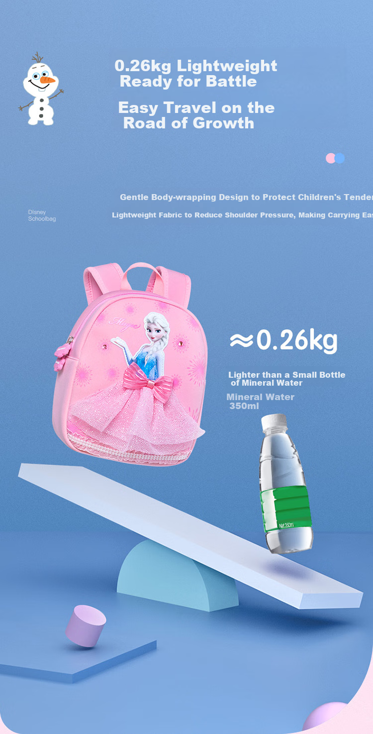 Disney Children's Backpack for Kindergarten Ages 3-6, Cute High-Quality Ultra-Light Diving Fabric Backpack, Elsa Princess Pink 4