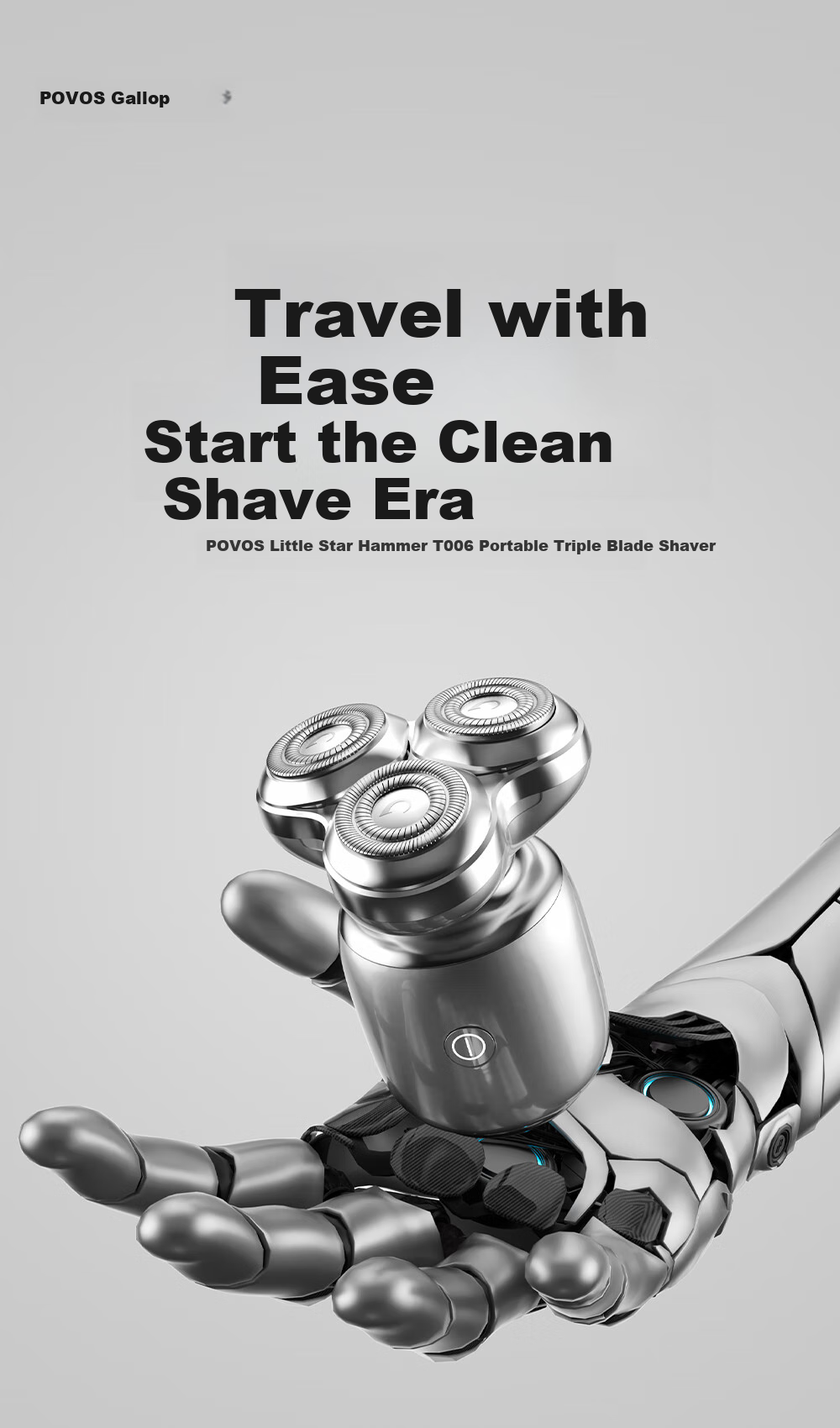 POVOS [Holiday Gift] Mini Electric Shaver T006, Morning Mist Blue, Portable Razor, Smart Sensor Shaving Razor, Birthday Gift for Boyfriend, Husband, Father 1