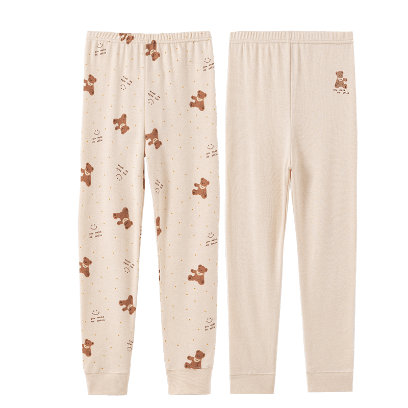Dingguagua Children's Cotton Thermal Pants 2-Pack Colorful Cotton Girls Warm Breathable Sleepwear 6A04 140