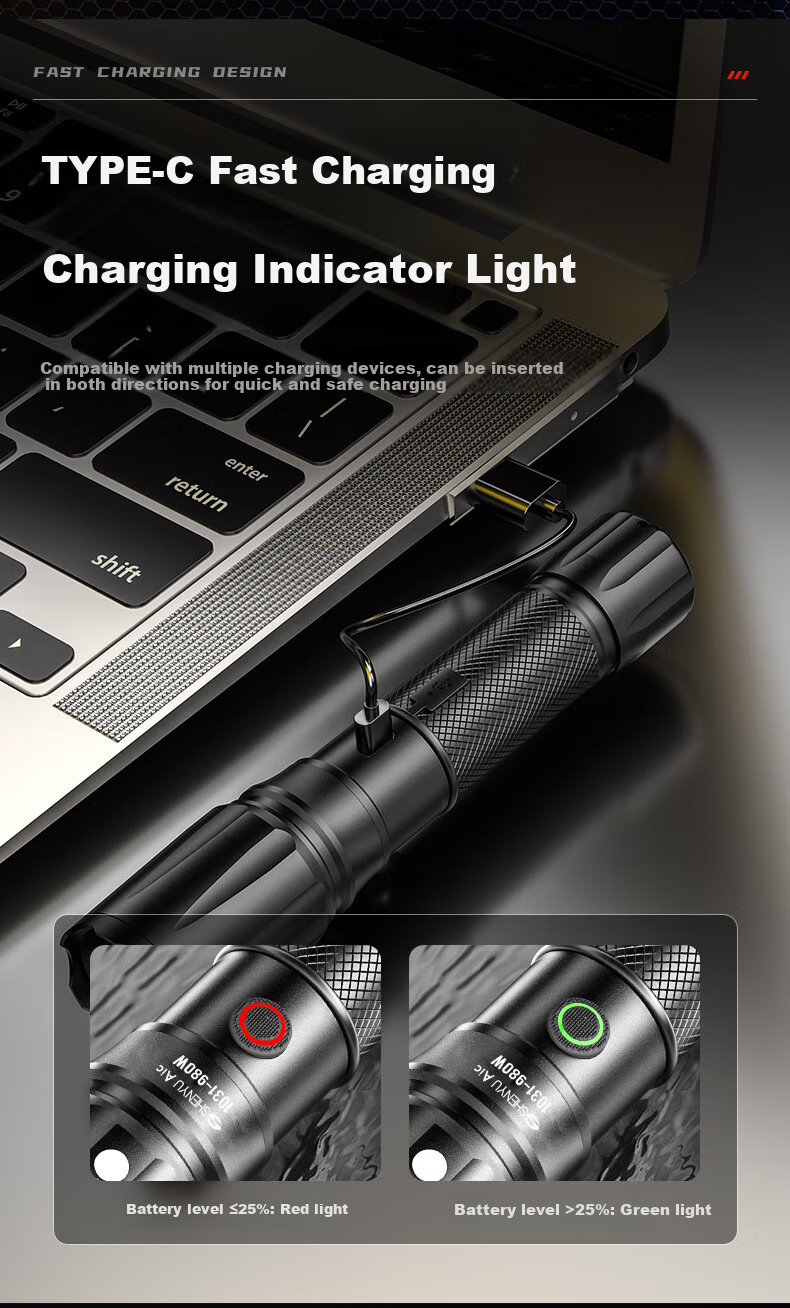 SHENYU High-Intensity Long-Range Flashlight, Rechargeable, for Outdoor And Home Use, USB Direct Charging, Mini Portable, Waterproof, Small Illumination Lamp 10