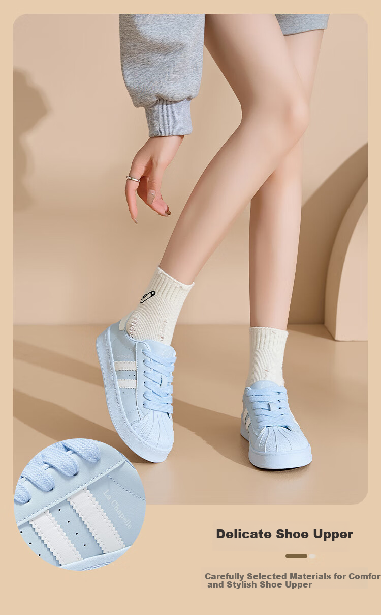 La Chapelle Women's Sneakers, Versatile Soft-Soled Casual Shoes, New Style Sports White Shoes for Women - A080BR, Blue, Size 39 3
