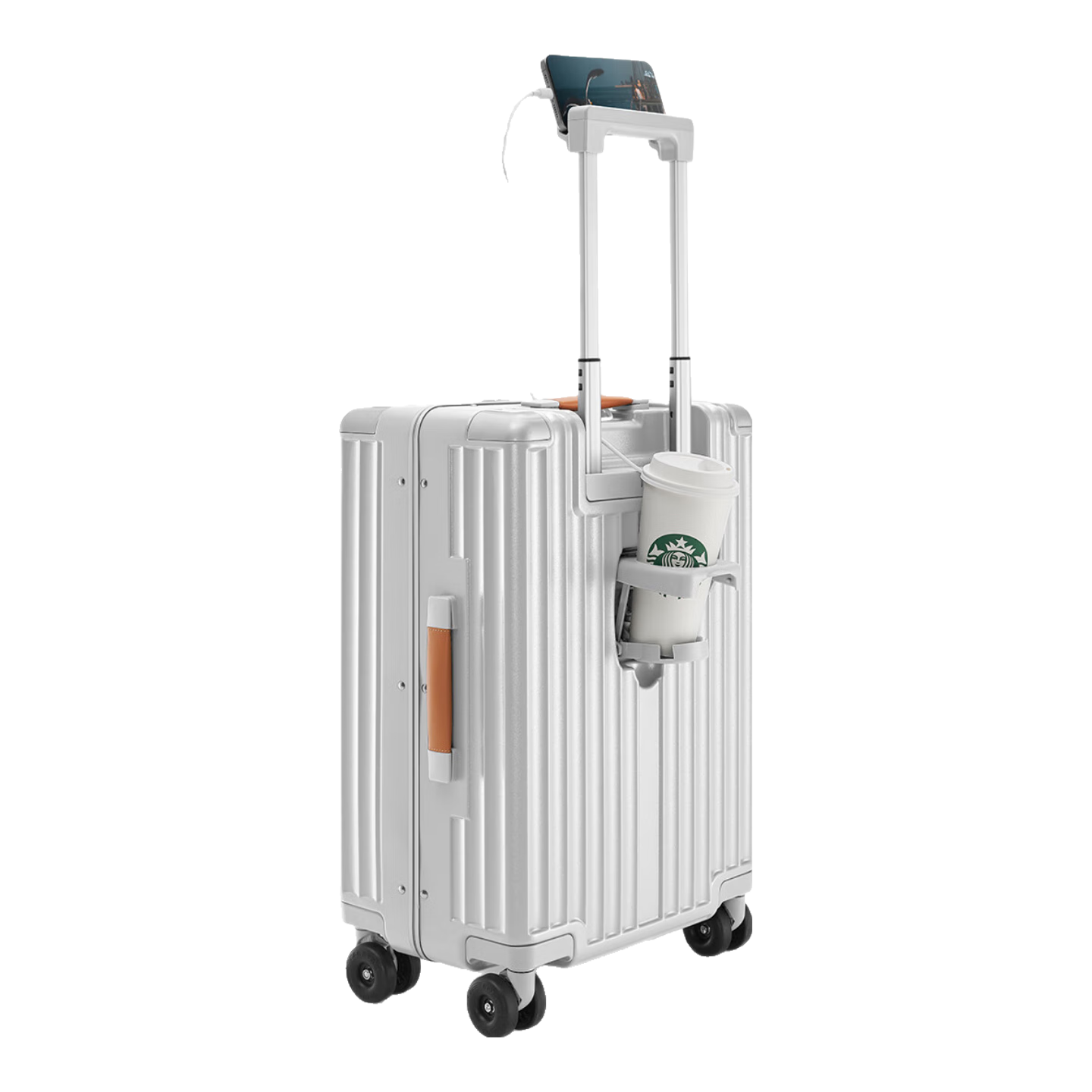 Dream Traveler Large Capacity Suitcase with Spinner Wheels, Multifunctional Trolley Case with Front Opening Lid for Men And Women, 20-Inch Elephant Gray
