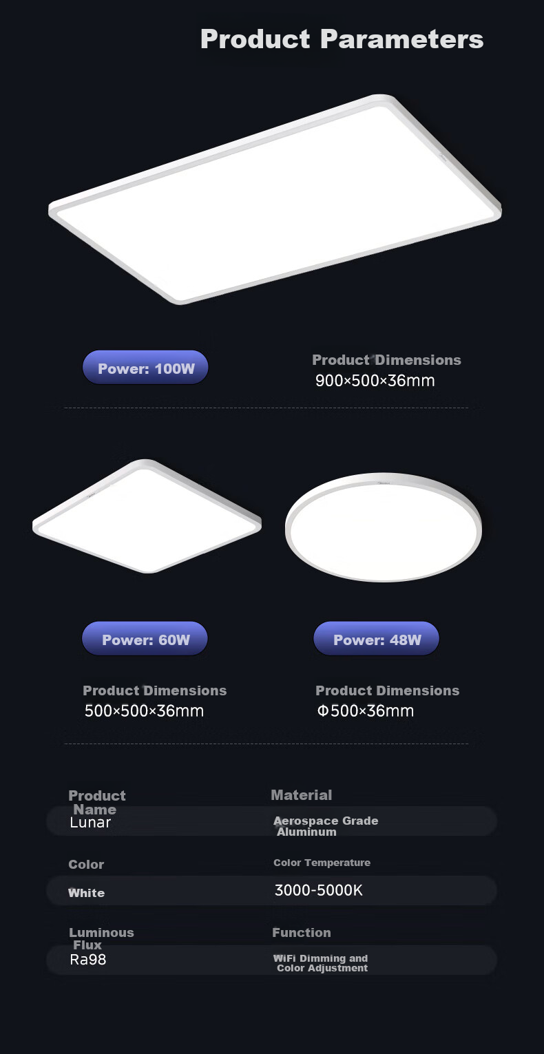Midea Ceiling Light, Living Room Main Light, Bedroom Light, Full Spectrum Three-Color Adjustable, 160-Watt Fixture, Comet Model, Installation Included 16