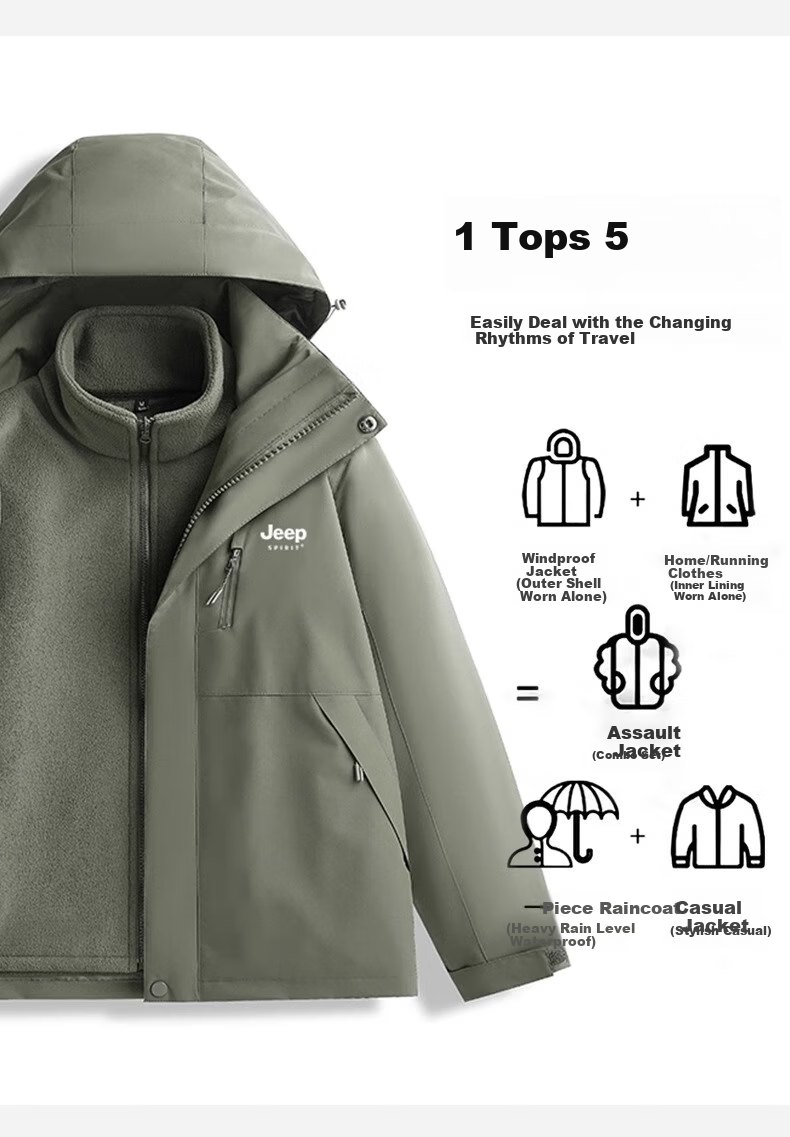 JEEP Men's Windbreaker Jacket, Spring Waterproof And Windproof, 2026 New Outdoor Hiking Coat, Black, 3XL 5