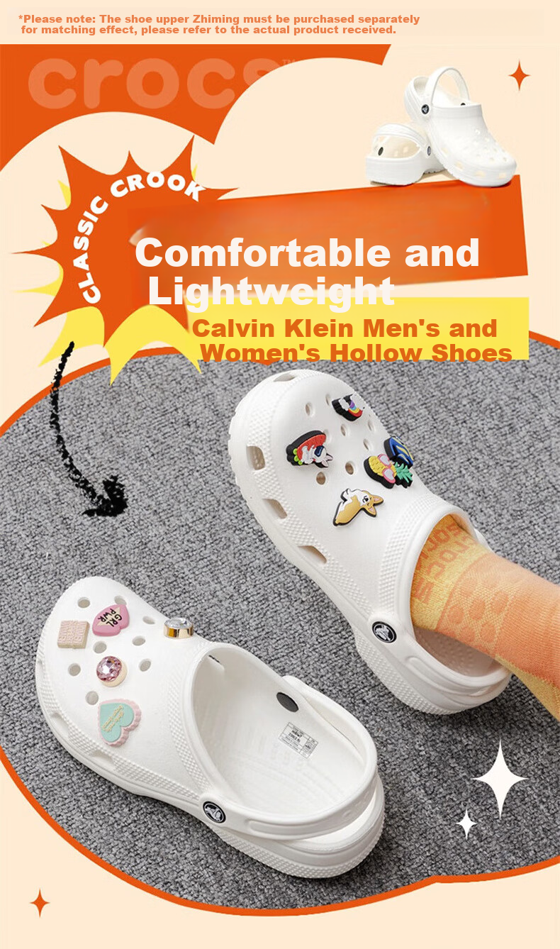 CROCS Classic Clogs for Men And Women, Outdoor Casual Fashion Trendy Beach Sandals Slippers 10001-100 36-37 4