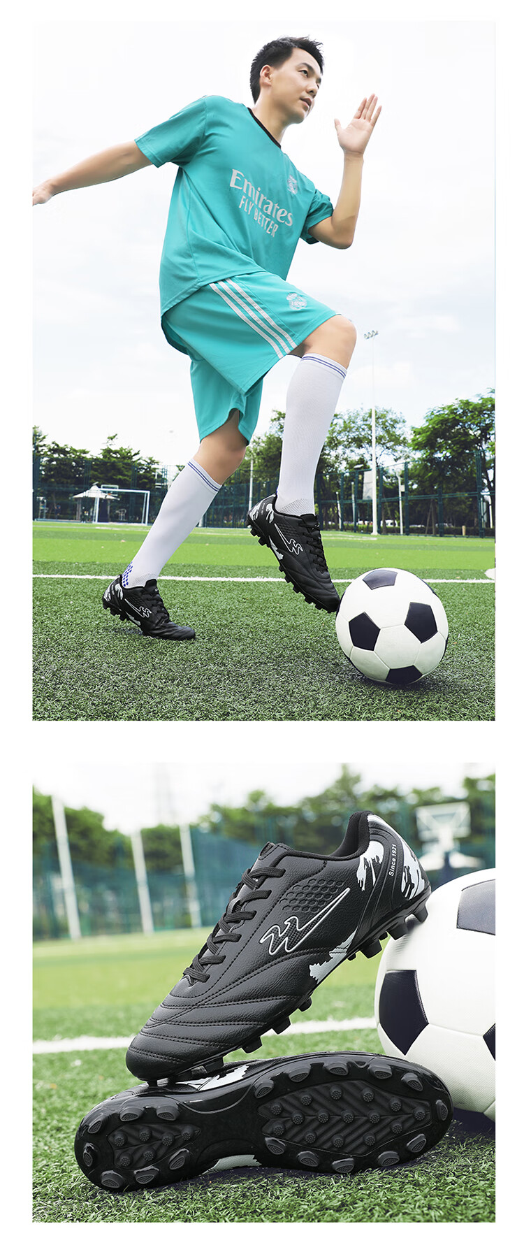 Shuangxing Men's TF Soccer Shoes, Black, Size 35, Adult and Youth Professional Training and Competition Cleats for Children and Students 8